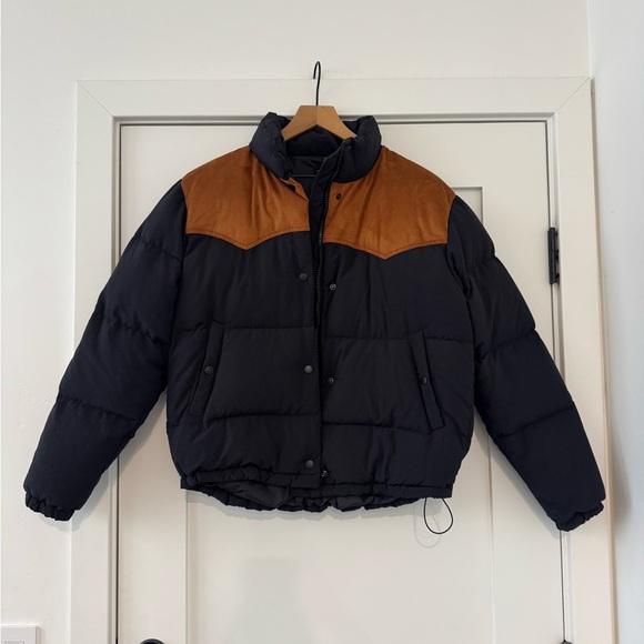 rag & bone Jackets & Blazers - rag and bone Black and tan suede Puffer Jacket